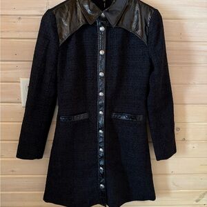 Maje Black Mini Dress with Leather Accents